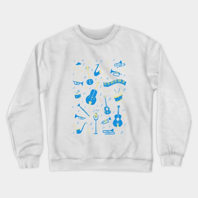 The Spirit of Jazz - Blue Crewneck Sweatshirt by latheandquill